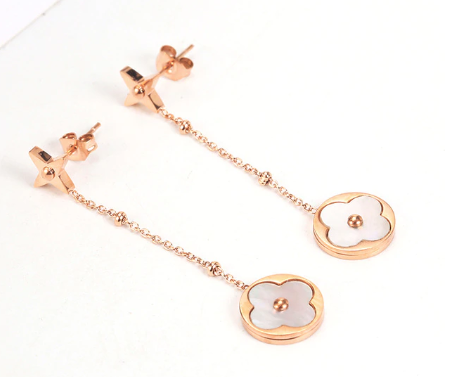 Clover Mother of Pearl drops Rose  gold plated