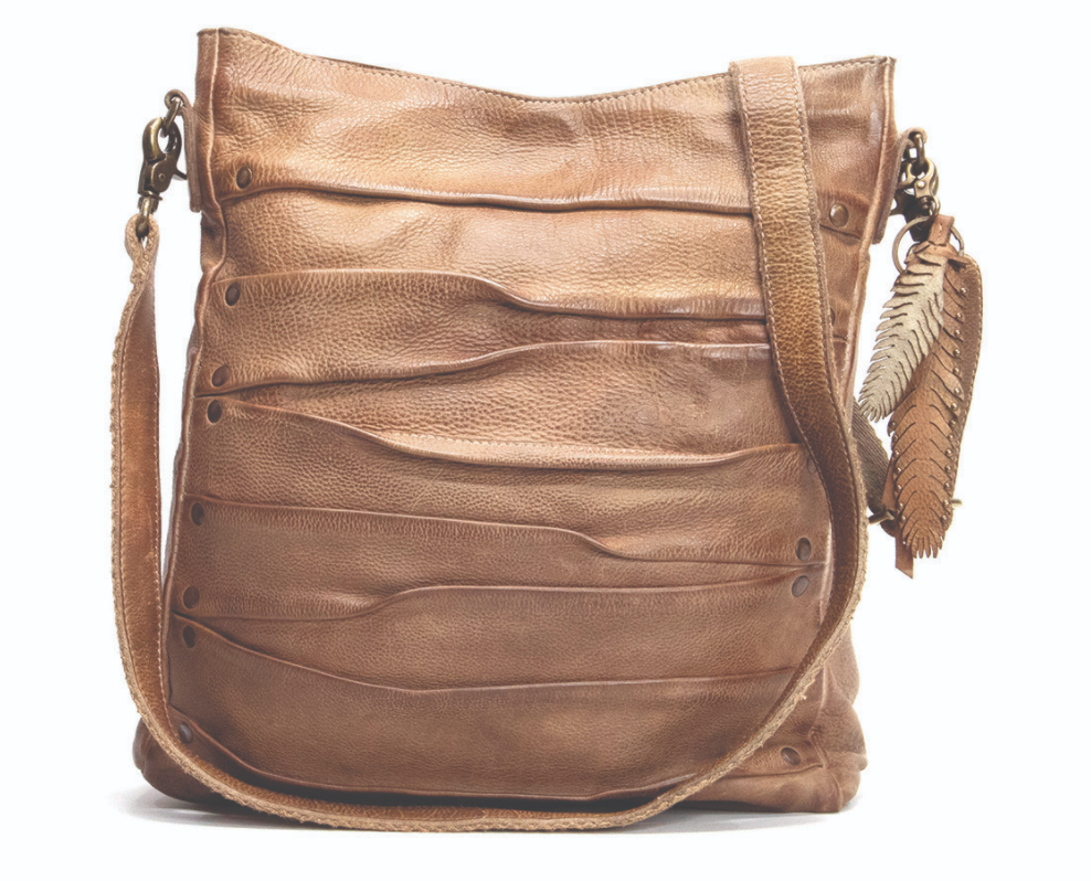 Feathers & Hide Large Crossbody Camel