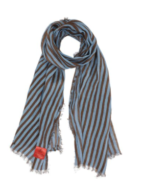 058  Blue strip linen scarf