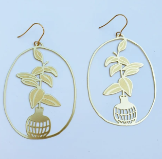 Rubber Fig pot Dangles in gold