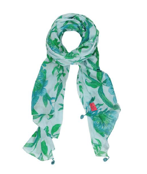 Floral Cotton Voile scarf Baby Blue