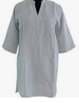 Grey Linen Buttonless Shirt Dress