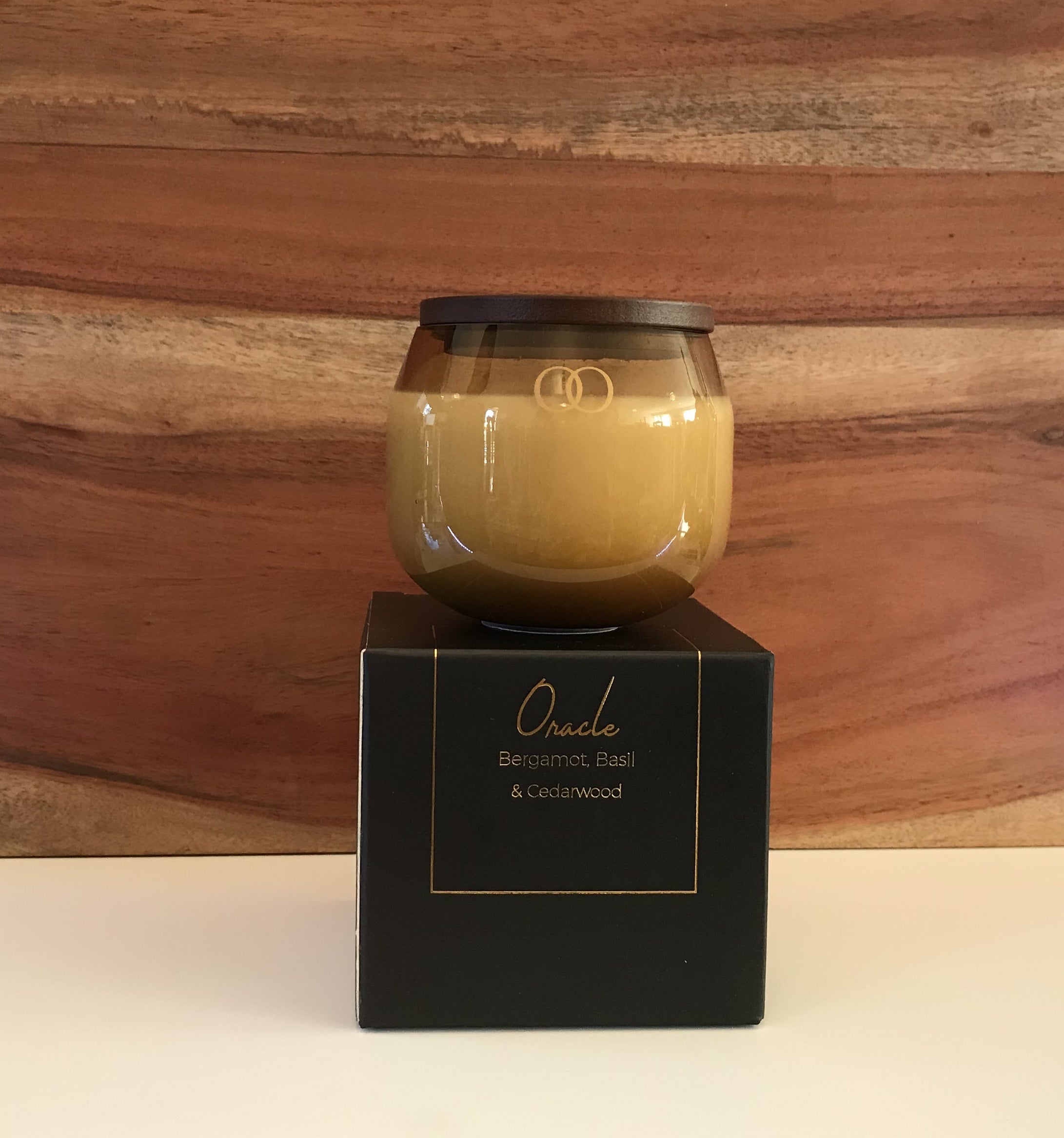 Oracle Soy Candle with  teak top