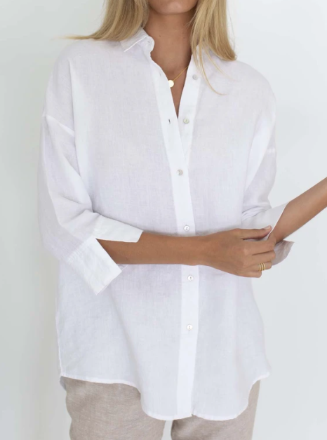 Empire Linen Shirt White