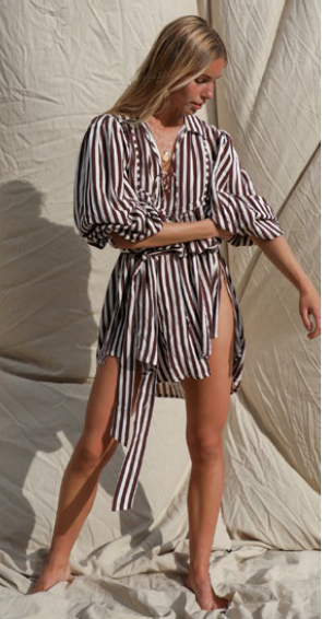 French Stripe Verona Dress - Brown stripe