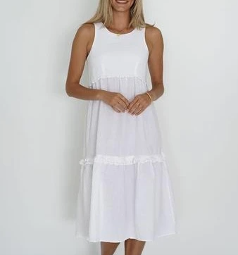 Ava Midi Dress -white