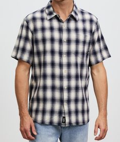 Angel check S/S shirt - Ink Navy