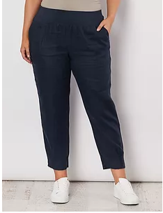Jersey waist Linen Pant- Black
