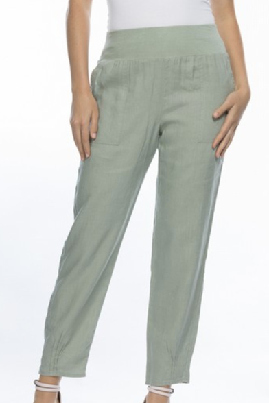 Jersey Waist Linen Pant - Thyme