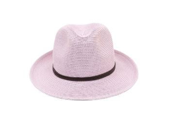 Borsalino Hat / leather strap - Lilac