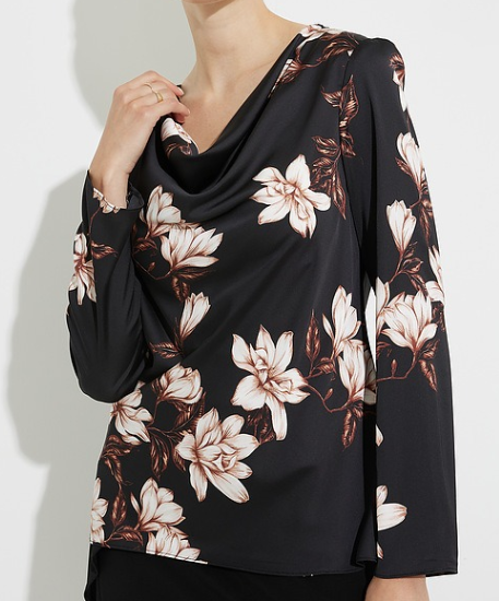 Draped neck top - Floral