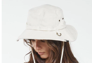 Dell Stripe wide Brim hat - Unbleached