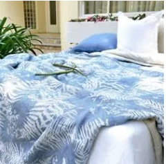 Fern Charm French Linen Two-Sided Bedcover