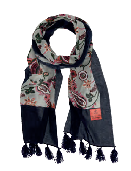 Hand Embroidered Scarf with Tassles